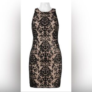 Aidan Mattox Round Neck Body Con Dress with Embroidery and Sequins - size 2
